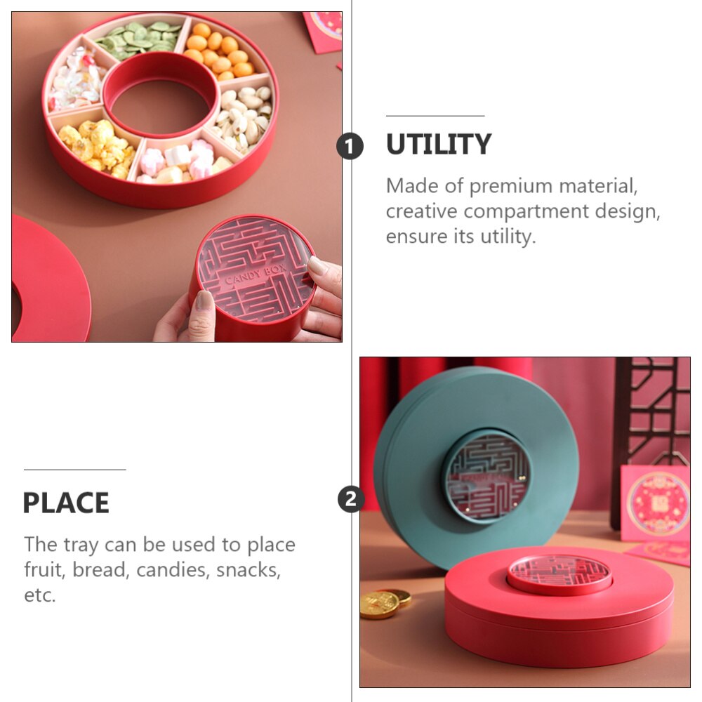 1pc Home Candy Box Compartments Dried Fruit Candy Box Food Storage Plate