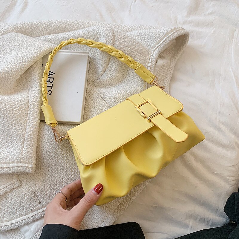 Neue Tasche frauen Schulter Achselhöhle Kleine Quadratische Tasche frauen Kette Tasche Taschen für Frauen 2022 Frühling und sommer Gelee Geldbörse: Gelb