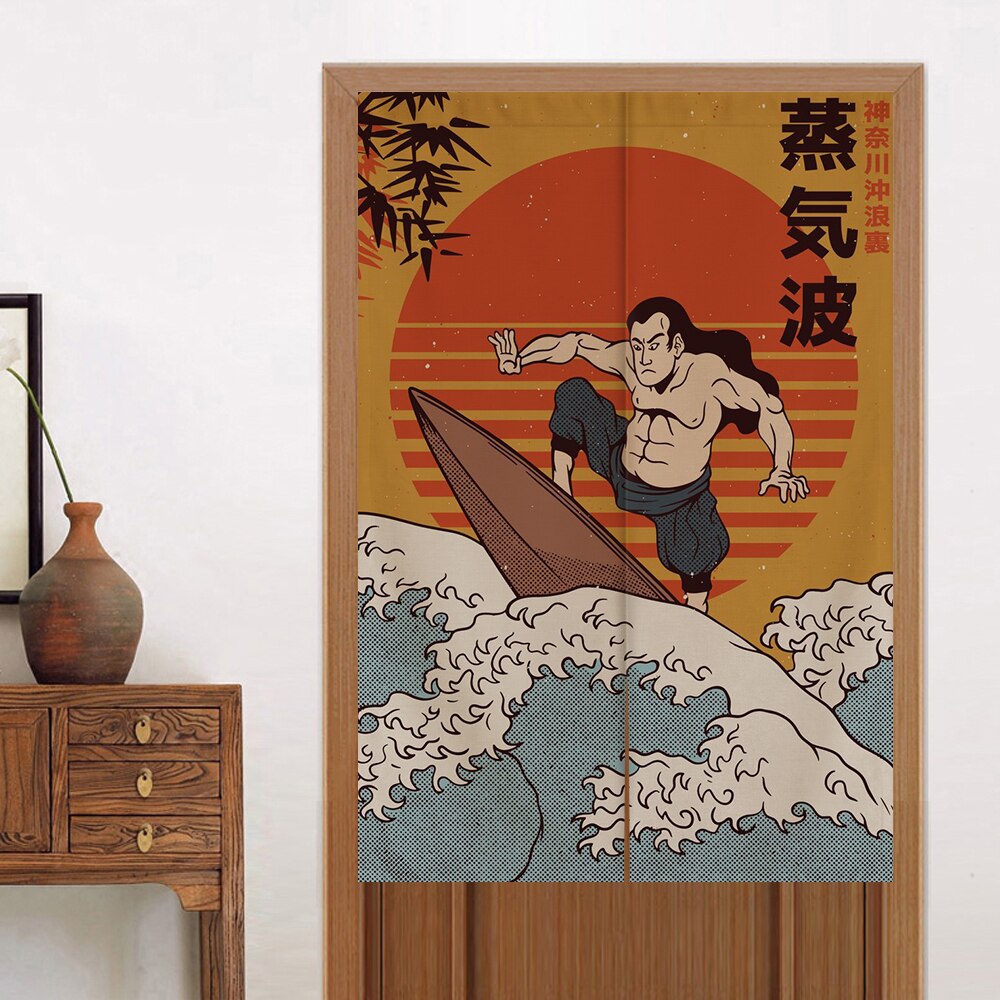 Japanse Scène Sea Wave Sushi Ramen Keuken Deur Stof Gordijn Noren Home Decor