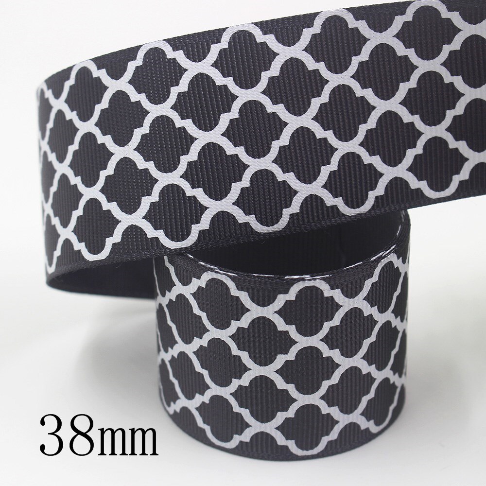 1-1/2 ''38mm 10yds Geometrische patronen Thermische overdracht Gedrukt grosgrain Linten, boog cap accessoires decoraties, I-191121-2534: I-191121-2542