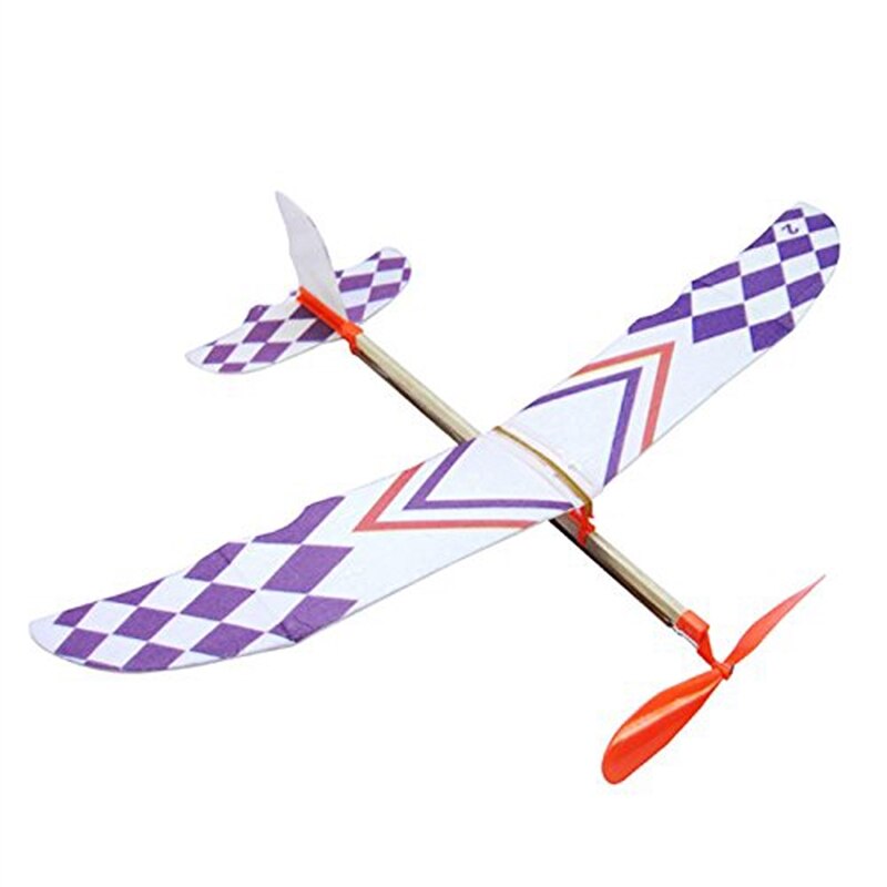 Baby diy leksaker gummiband driven flygplan modell för barn plast montering flygplan modell vetenskap leksak för barn