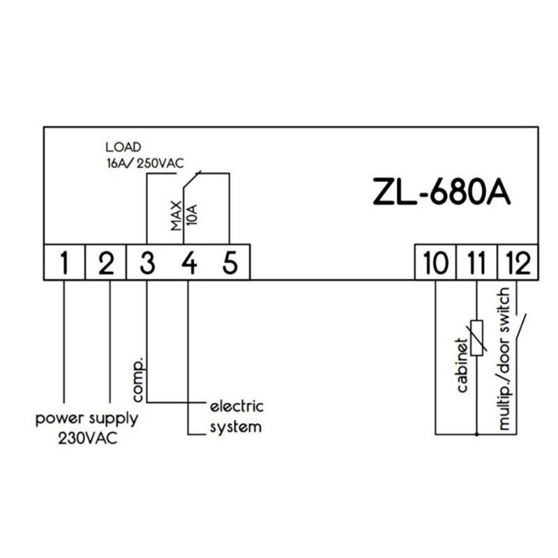 LILYTECH ZL-680A, 16A, Temperature Controller, Thermostat Temperature, Cold Storage Temperature Controller
