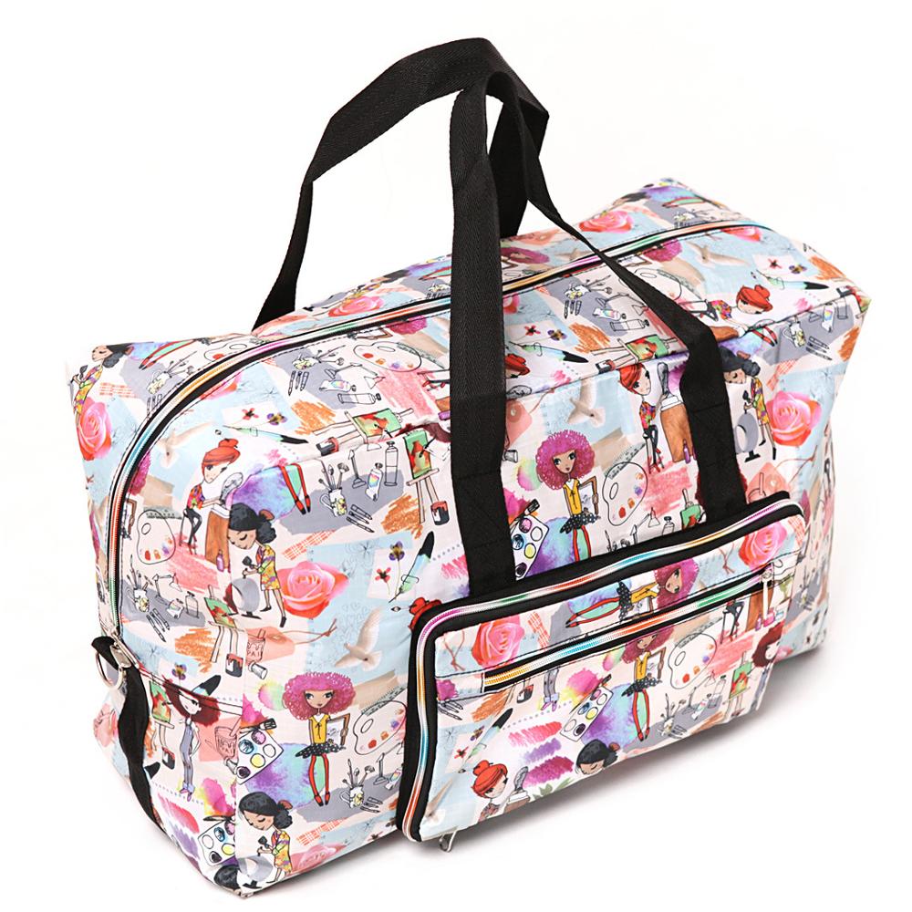 Foldable Travel Bag Women Large Capacity Portable Shoulder Duffle Bag Cartoon Waterproof Luggage Tote Bags with Shoulder Straps: Clear