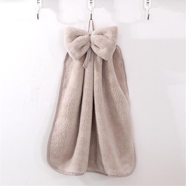 Bow Hand Towel Microfiber Fabric Quick-Dry Water absorption Dry Hanging Wash Hand Towel Kids Daily Using Kitchen Toilet Towels: color 3