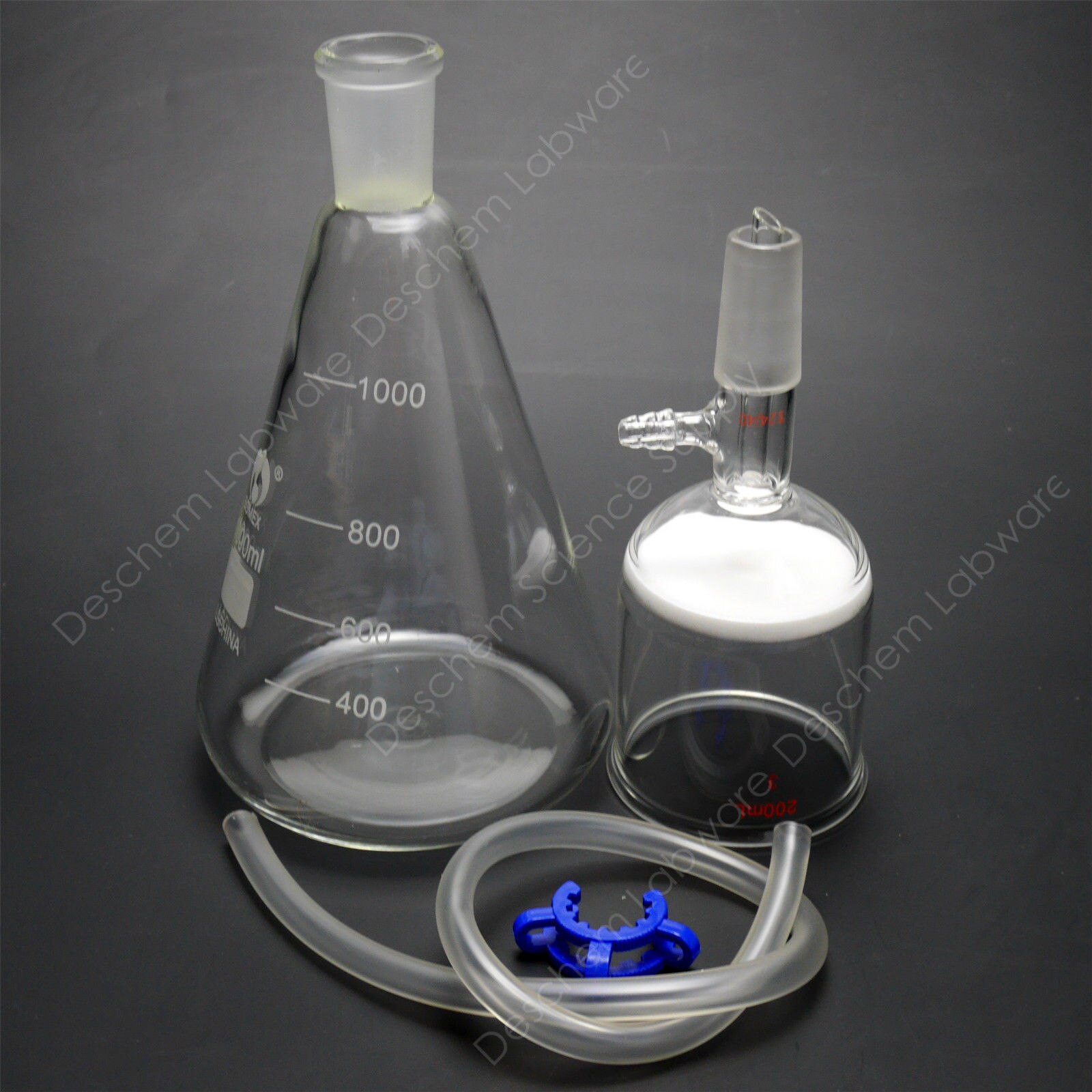 1000ml,Lab Suction Filtration Device,200ml Buchner Funnel,1Lit Erlenmeyer Flask