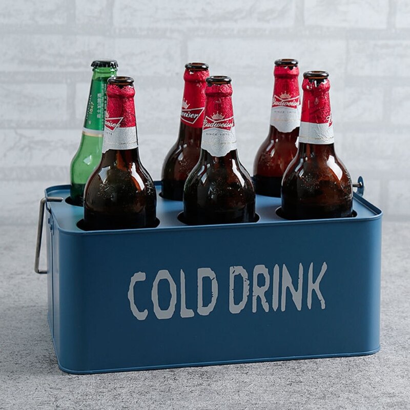 6 Bottles Metal Wine Beer Bottle Basket Carrier Display Holder Rack for Bar KTV Restaurant Home Decor