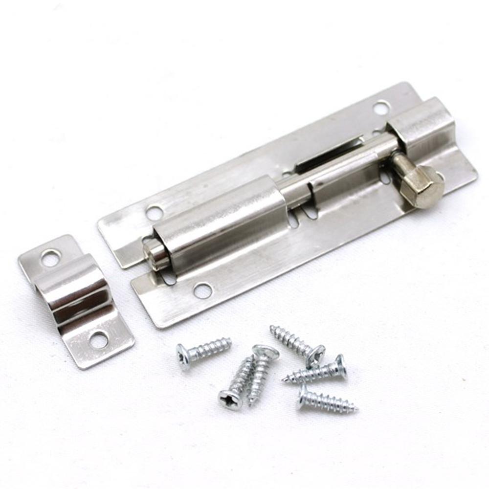 1Pc 1.5/2/3/4/6 Inch Long Silver Stainless Steel Door Latch Sliding Lock Barrel Bolt Latch Hasp Staple Gate Safety Lock