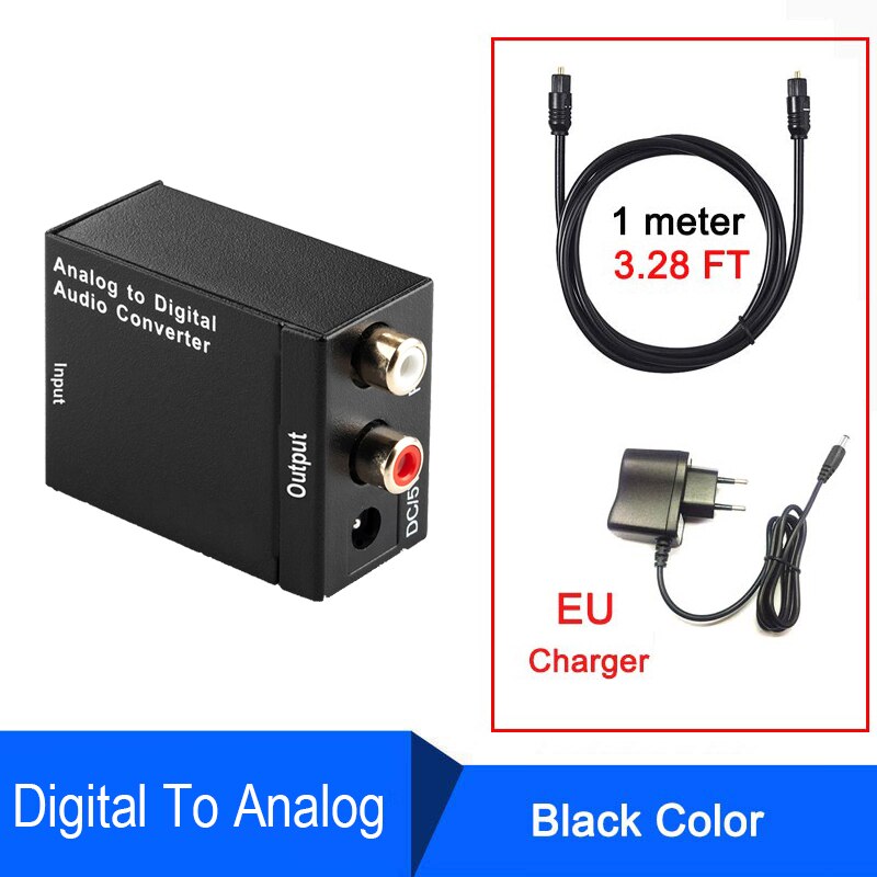 Digital to Analog Audio Converter Digital Optical Coaxial Toslink Signal Digital Coaxial or Toslink Optical to Stereo RCA Audio: Digital to analog EU