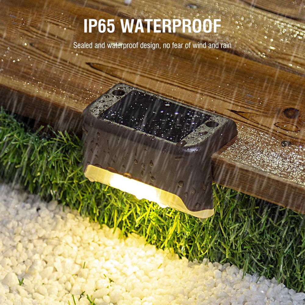 IP65 Waterproof LED Solar Step Lights Intelligent Light Control Mode Solar Lamp for Outdoor Deck Stairs Fence Yard Patio Path