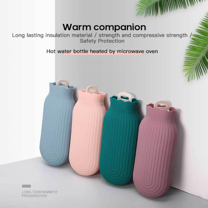 240/550ML Silicone Winter Bottle For Water Hand Warmer Student Microwave Heated Explosion-Proof Water Bottle Bag With Cover