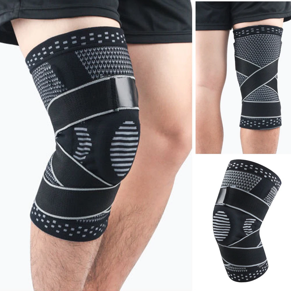 Genouillère de compression avec stabilisateur latéral pour adultes, attelle de sport, soutien du genou, déchirure du ménisque, basket-ball, Li-, instituts oto, 1 pièce: XL / Black