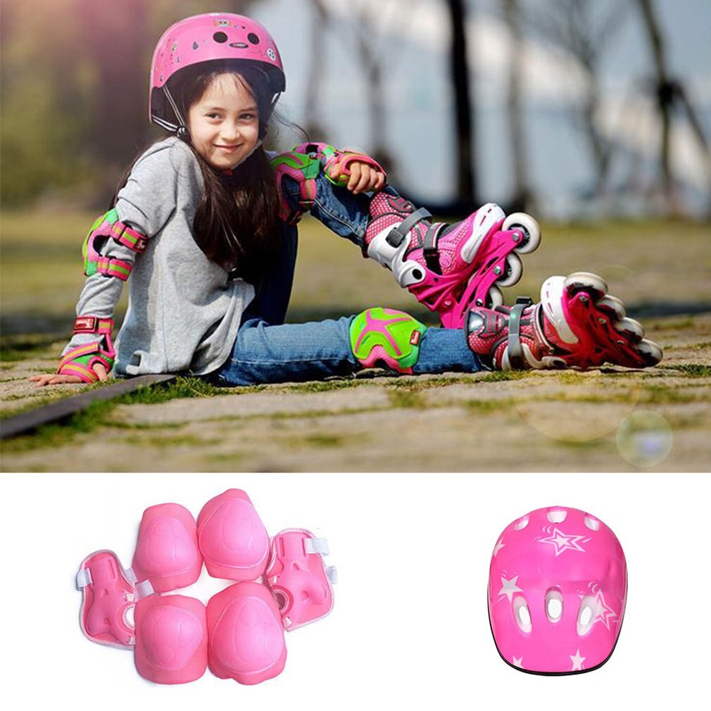 7 pz/set bambini ciclismo equipaggiamento protettivo casco bici ginocchio polso gomito guardia rullo imbottitura ad alta densità Comfort buona ventilazione