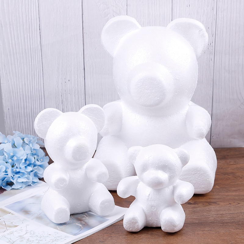 Modelagem urso espuma poliestireno isopor urso branco espuma presentes coração bola ornamentos artesanato flor páscoa festa 15 cm 20 cm tamanho