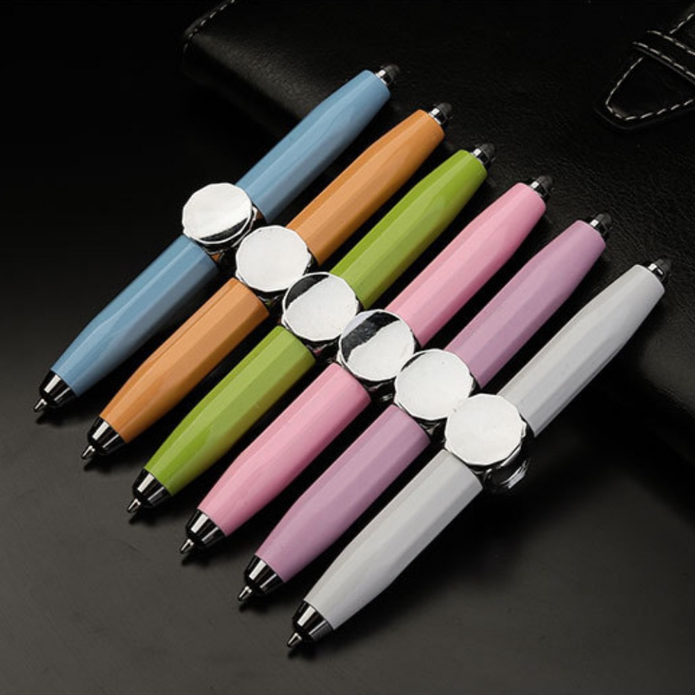 Led Fingertip Spinning Pen Fidget Anxiety Decompression Gyro Metal Ballpoint Gyroscope Pen Writing Pens school For Kids Adults