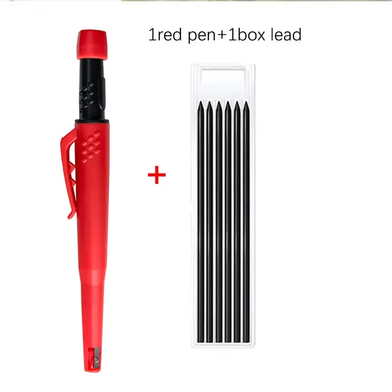 2-in-1 Solid Timmerman Potloden met Puntenslijper Timmerman 2.8mm Solid Mechanische Potloden Markering gereedschap Bouw/Timmerlieden: Light Grey