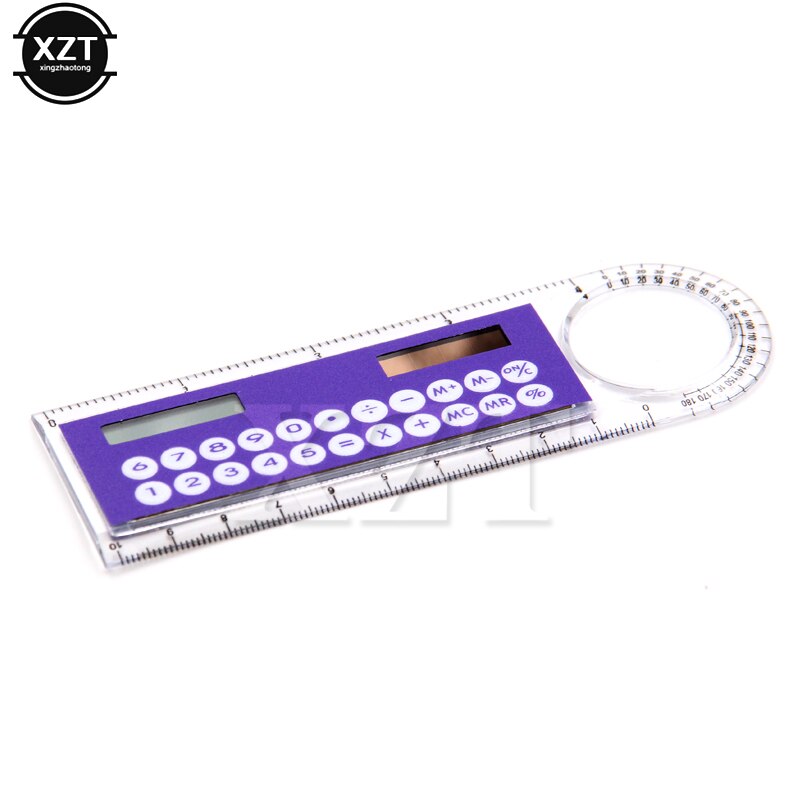 mini linijka 10cm kalkulator na baterię słoneczną 8 cyfr lupa wielofunkcyjny kątomierz Calculadora artykuły biurowe szkoła papiernicze