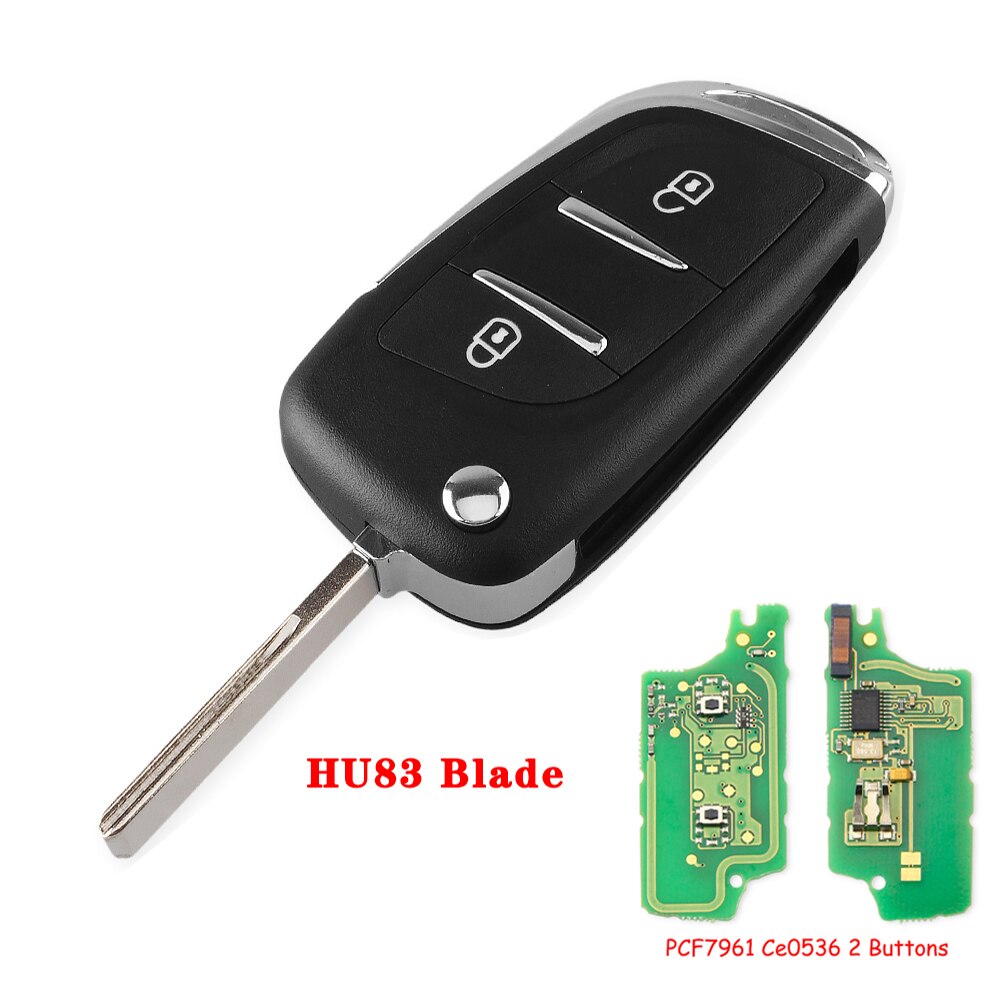 KEYYOU FRAGEN FSK Geändert Auto Schlüssel Für Peugeot 207 307 407 208 308 408 607 Partner CE0523 Ce0536 433mhz ID46 2/3 Tasten: ASK modulation / 2BT HU83 CE0536