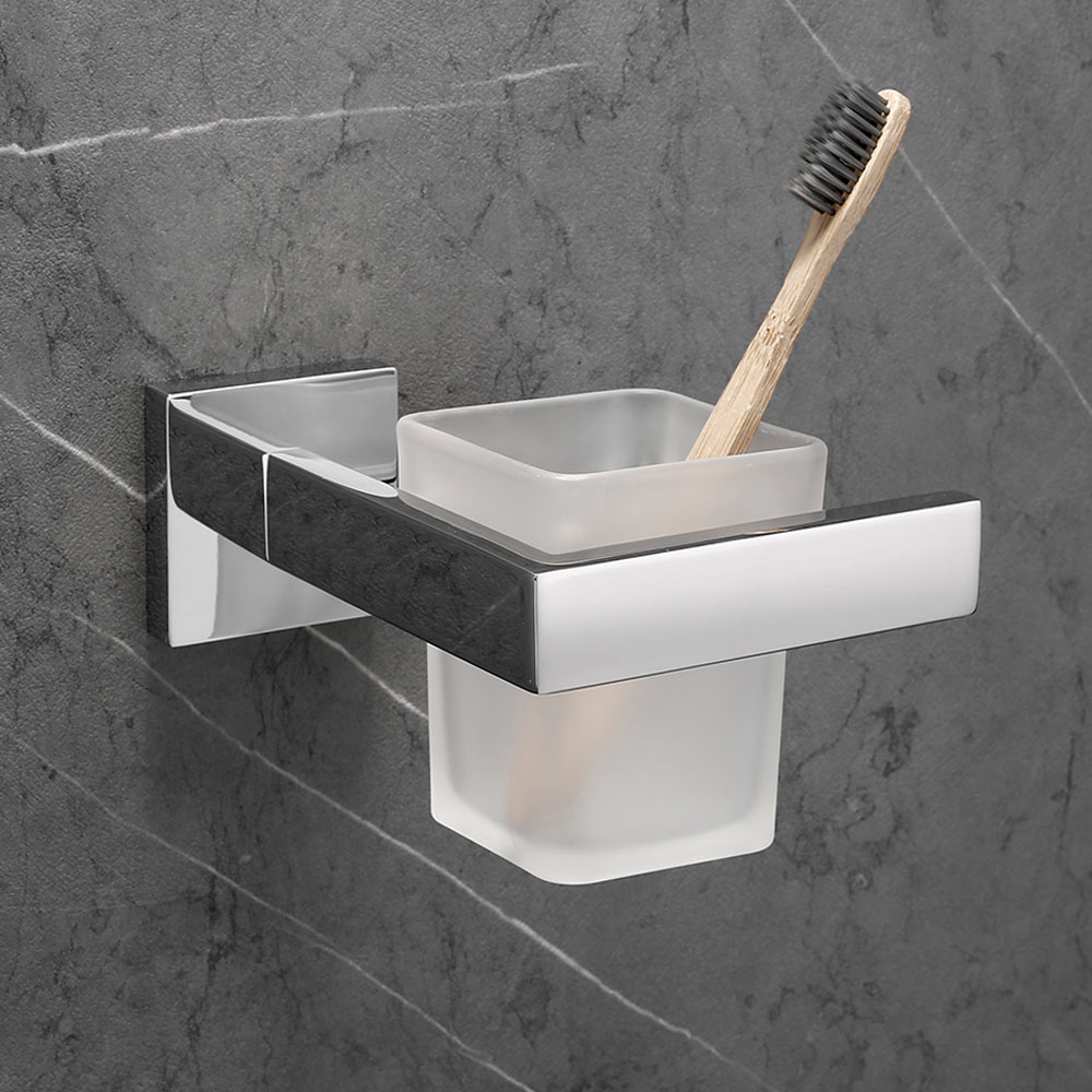 SUS 304 Stainless Steel Bathroom Hardware Set Chrome Polished Toothbrush Holder Paper Holder Towel Bar Bathroom Accessories: Toothbrush Holder