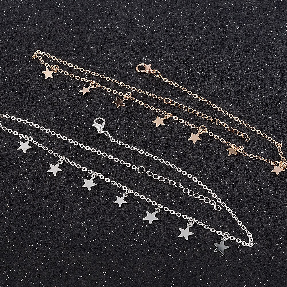 Delle Donne di modo Della Signora Elegante Star Pendente Spiaggia Chocker Della Collana Della Catena Semplice Girocollo Vestito Da Partito Collane collana in oro Gioielli