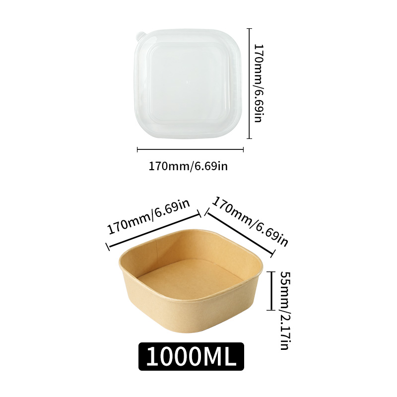 Quadratische Kraftpapier-Quadrat-Lunchbox, Einweg-Lunchbox, schnell-Lebensmittel-Verpackungsbox, Papierschalen mit Deckel, quadratische Bento-Boxen für Höhle Haushalt: Schwarz