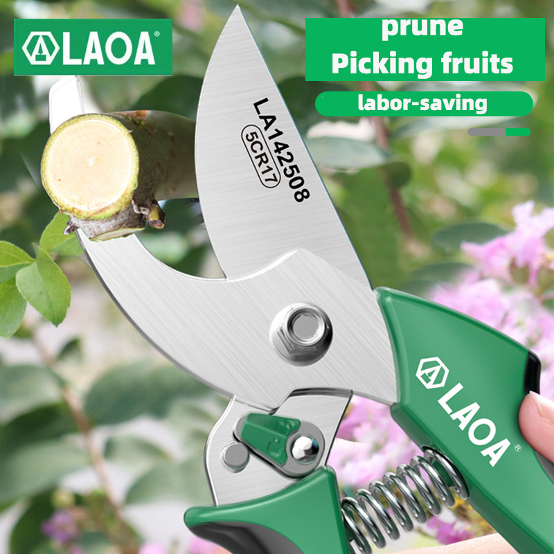 LAOA Multifunktionale 8-Zoll-Gartenschere 5CR17 Obstpflückschere zum Schneiden von Astpflücken Obstgarten Beschneidungswerkzeug