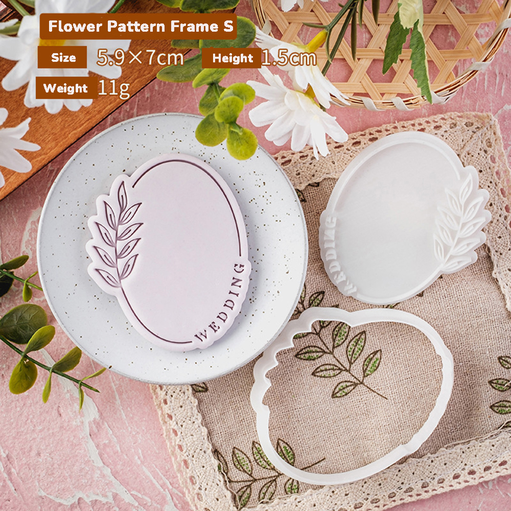 Pattern Blessing Cookie Mold Wedding Birthday Cake Cutting Mold DIY Baking Tool: WHITE