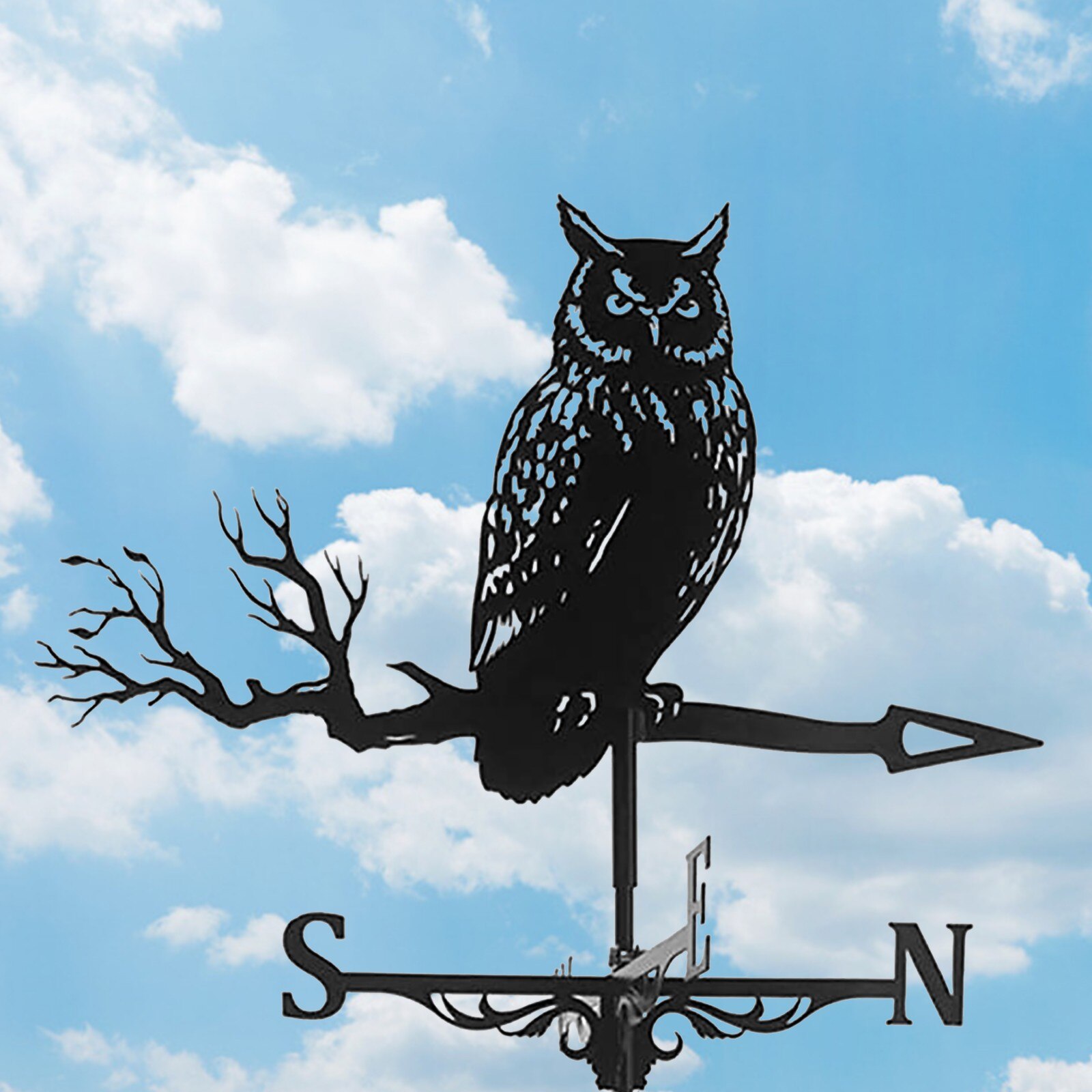 Weather vane wind direction indicator ornaments witch shape farm retro yard garden backyard lawn decorative wooden stakes: Dark Grey