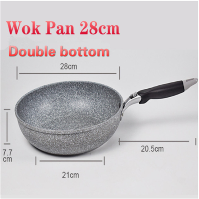 Frying Pan 28cm Wok Pan Non-stick Pan Home Skillet Cauldron Induction Cooker Frying Pans Pancake Pan Kitchen Supplies: E