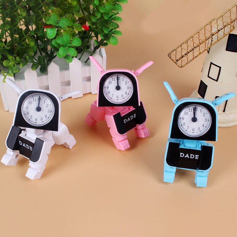 Ragazzo Bambini di Allarme Orologio Del Fumetto canna robot Orologio Da Tavolo Giocattolo telecamera Da Letto Sveglia Orologio desktop di Viaggio fa Orologi