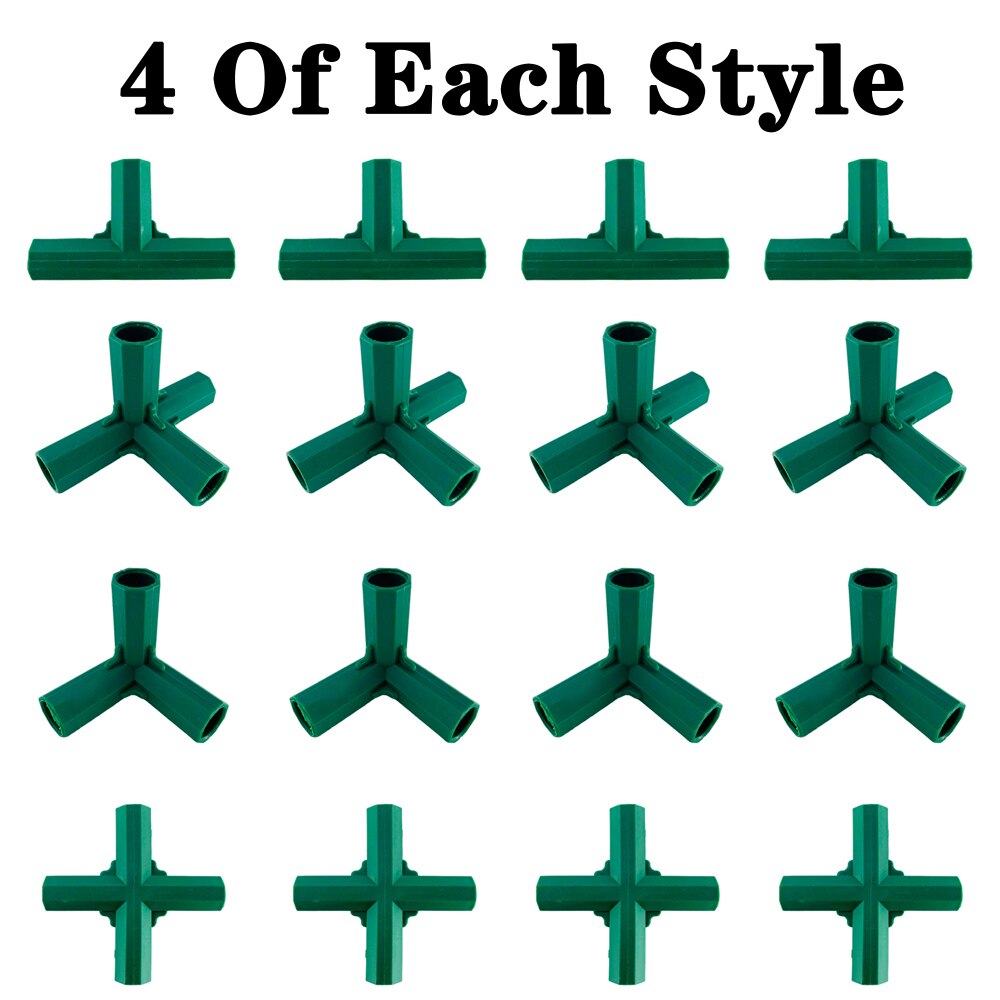 Conector de tubería de 11mm para invernadero, marco de plástico PE, 3 vías, soporte para plantas, bricolaje: ABDE  each 4 PCS