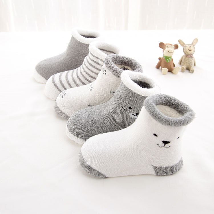 Outono e inverno espessamento 0-3t crianças meias dos desenhos animados crianças meias meias do bebê meninas meias da criança confortável bebê meninos meias: Gray Cat / 1-3T