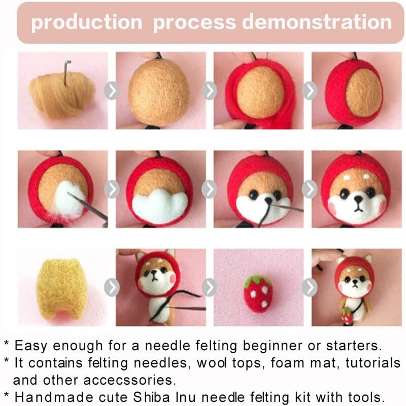 MIUSIE, fieltro de lana, herramienta para fieltro, Kit de aguja para fieltro para principiantes, suministros de fieltro de lana, accesorios de costura para manualidades