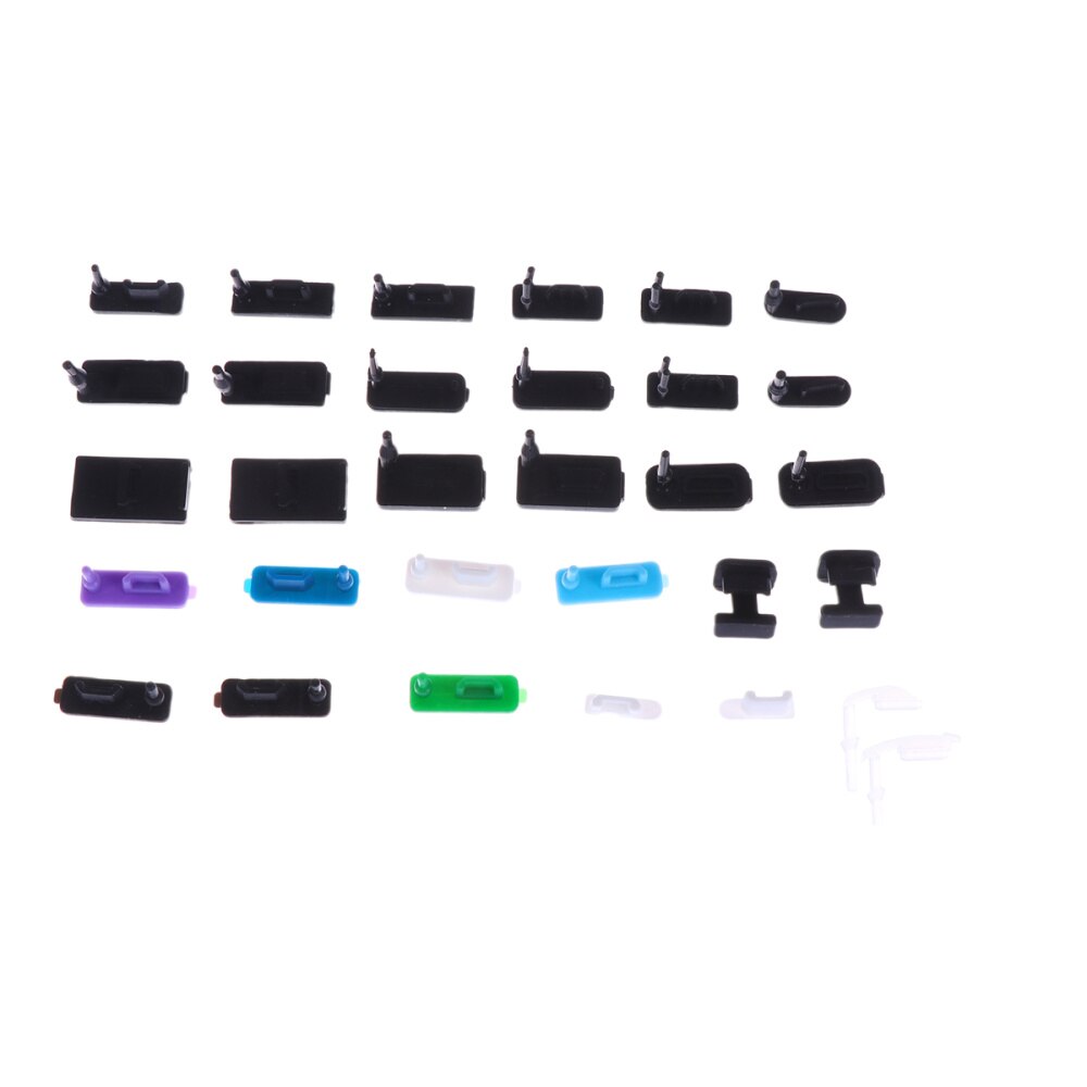 10Pcs Micro Usb Stof Plug Usb Cover Flap Usb Data Poort Opladen Stof Plug Blok Sofe Siliconen Cover Voor telefoon (Gemengde Type): Default Title