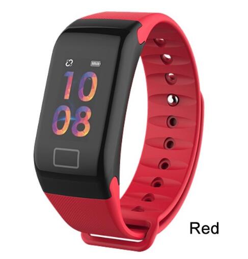 NAIKU écran couleur F1S Fitness Tracker tension artérielle Bracelet intelligent moniteur de sommeil rappel d'appel hommes montre pour iPhone 7 Huawei: F1S red