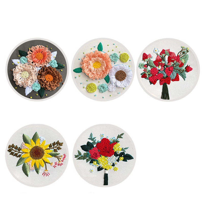 3D Embroidery Flower Materials Package Stereo Cross Stitch Kits Handcraft bordado Beginner Embroidery Kits DIY Supplies