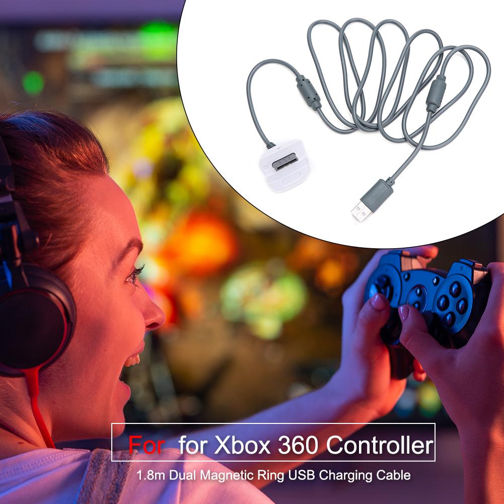 1.8m Dual Magnetic Ring USB Charging Cable for Xbox 360 Wireless Controller