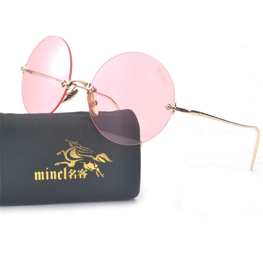 Gafas de sol redondas sin marco para mujer, de , de lujo, de , ópticamente transparentes, gafas de sol para hombres y mujeres, sombra NX: pink