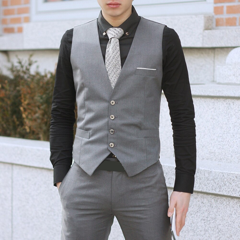 Heren formeel zakelijk vest pak slim fit smoking casual jurk jas gilet