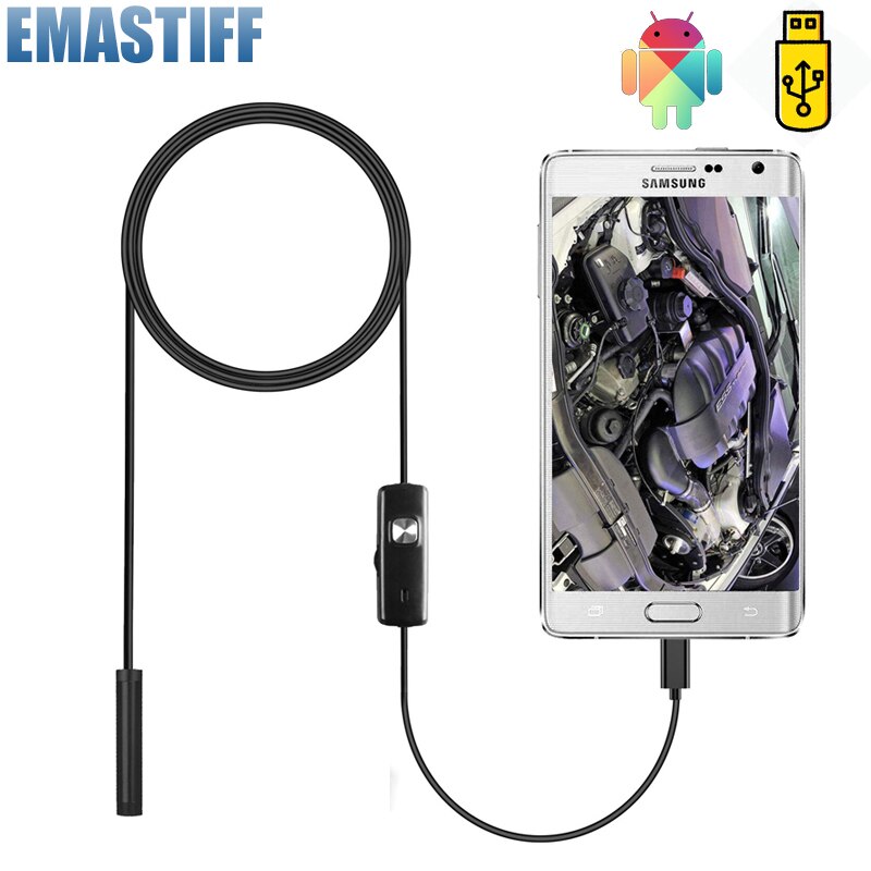 Emastiff 7Mm Endoscoop Camera Flexibele IP67 Waterdichte Micro Usb Industriële Endoscoop Camera Voor Android Telefoon Pc Led Verstelbare