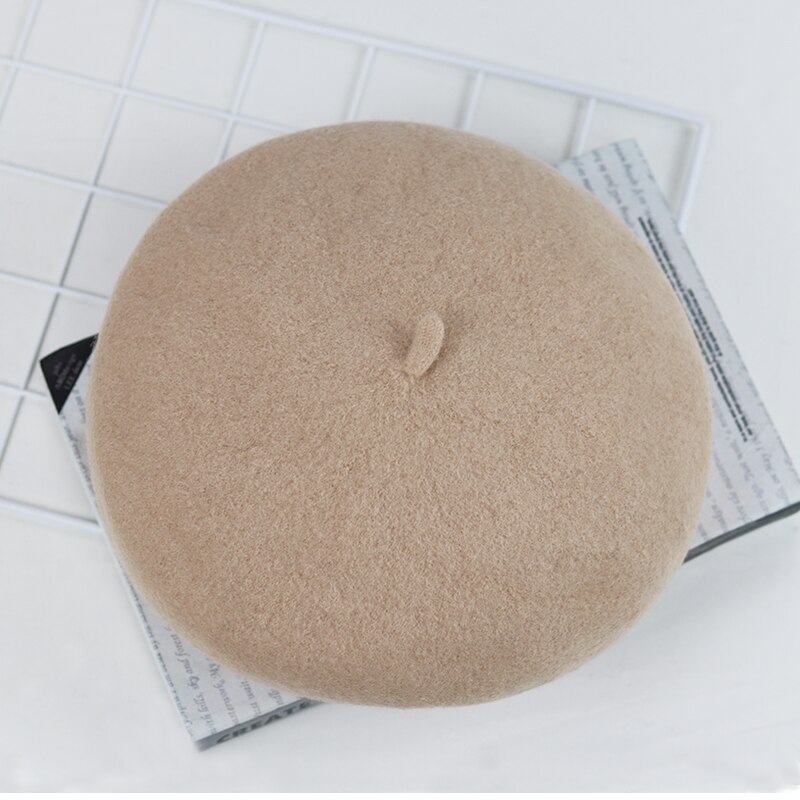 Béret de peintre en laine, chapeau tricoté, rétro, chapeau d'hiver pour femmes, chapeau Sherlock Holmes, décontracté: Beige