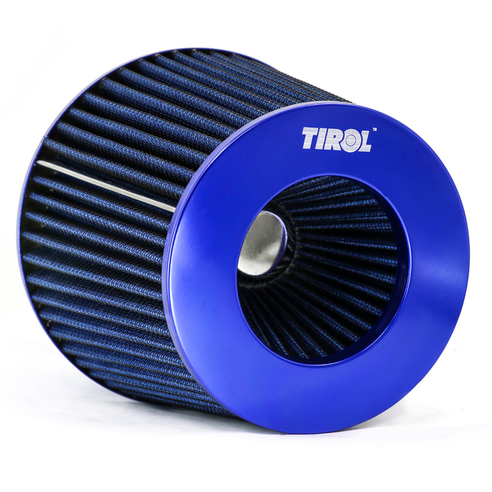 TIROL T10176b Round Tapered Universal Auto Cold Air Intake/ 3" 76-88-101mm Air Filter (Blue)