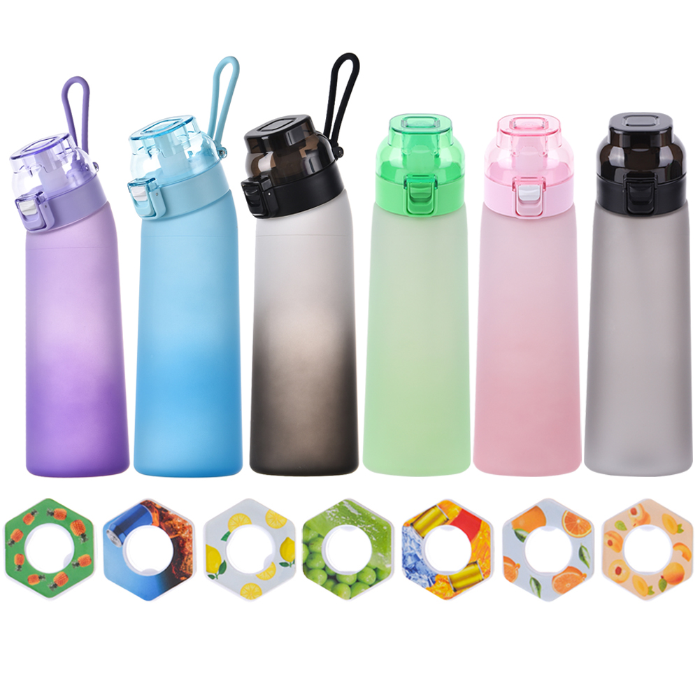 650 ml waterfles met geursmaak, lekvrij met 7 smaakpods, luchtwaterfles, draagbaar voor reizen, klimmen, wandelen