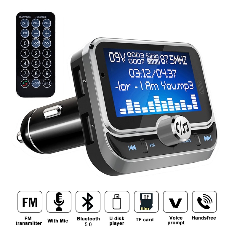 Auto Fm-zender Met Afstandsbediening 1.8 &quot;LCD Bluetooth MP3 Speler Dual USB Car Charger Handsfree FM Modulator