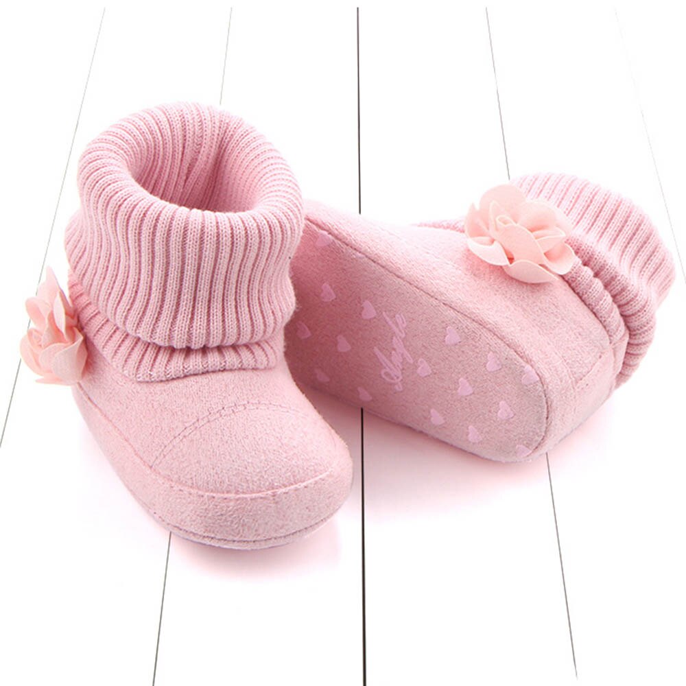 Autumn Winter Cute Girls Boots Solid Color Warm Comfortable Cotton Knitting Baby Kids Boots children's shoes: pink