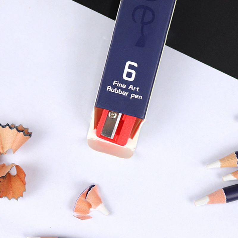 6pcs Highlight Rubber Eraser Pencil High Precision Drawing Pen Modeling