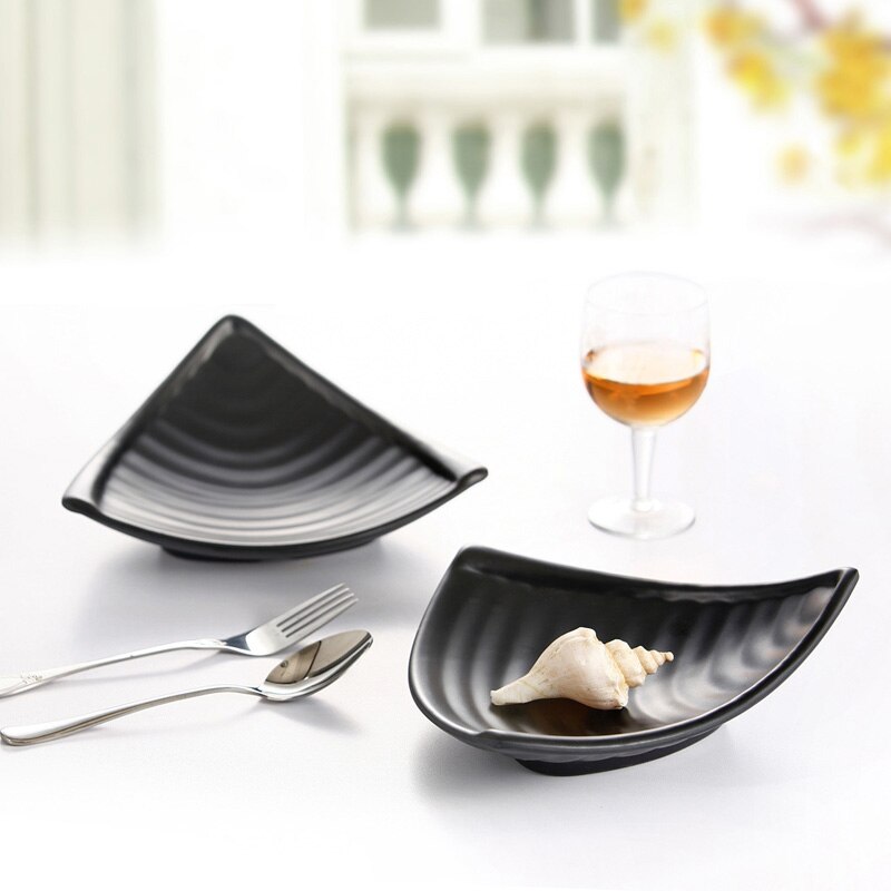 A5 Melamine Three Angle Plate Dinner Plate Black Frost Dinnerware Korean Style Japanese Snack Snack Food Dish Tableware