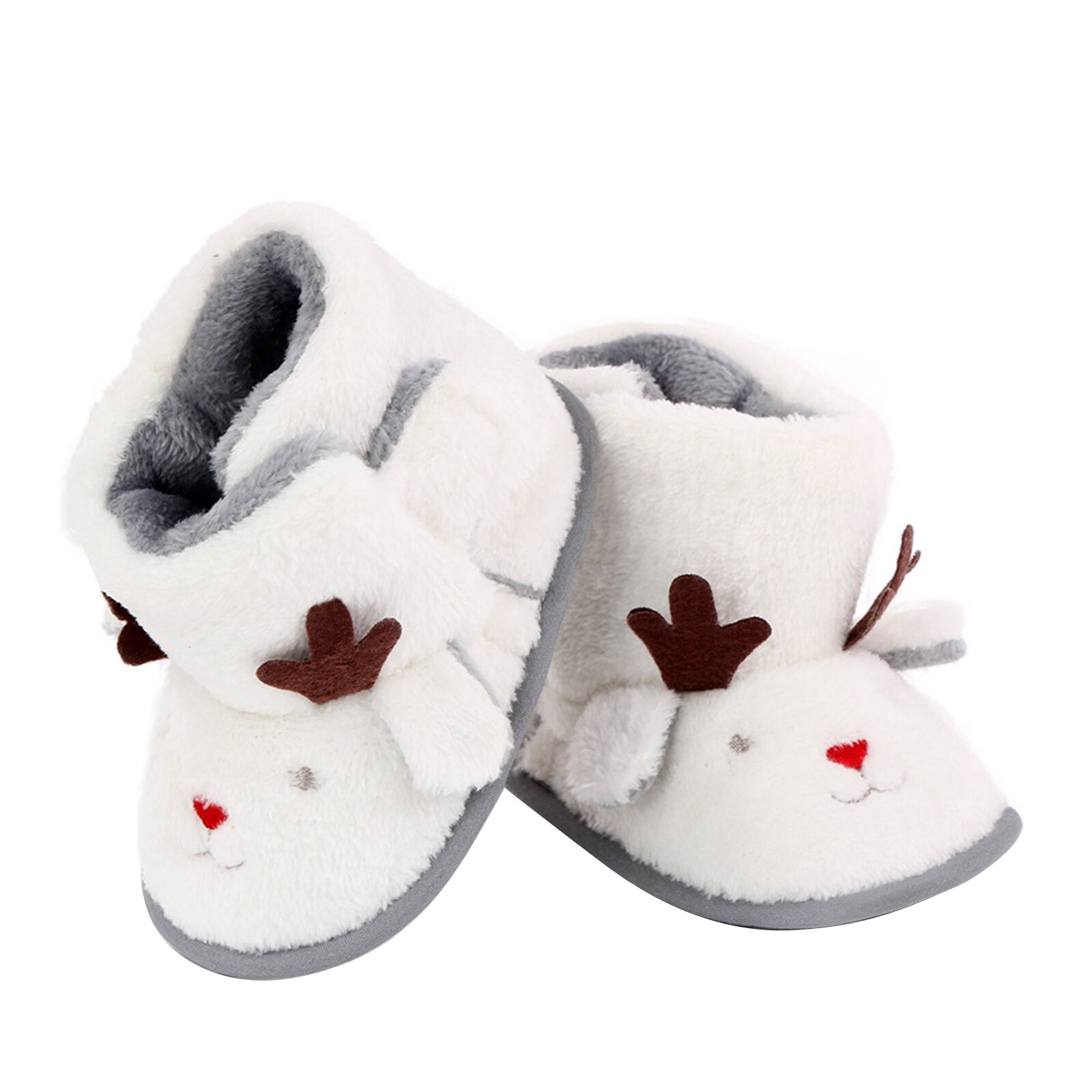 Christmas Baby Cartoon Animal Booties Soft Sole Plush Fleece Slippers Toddler First Walkers with Non-Slip Bottom