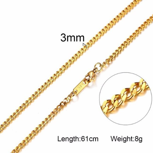 Zorcvens Mannen Vrouwen Ketting Gold Tone Snake Miami Cuba Tarwe Spiga Paima Link Ronde Doos Curb Kettingen Rvs Ketting: 42924
