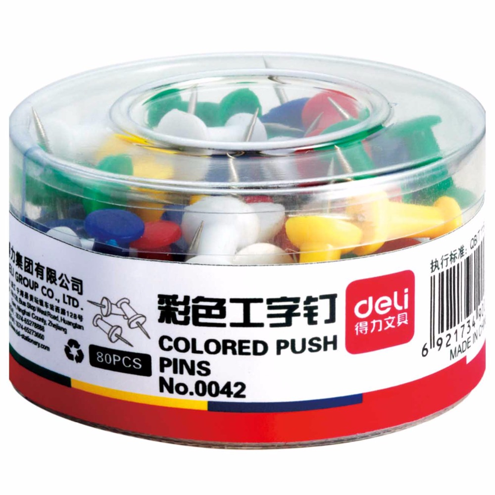 Push Pin Specification Deli 0042 Colored Push Pins Supplies 0020 Metal th... – Vicedeal