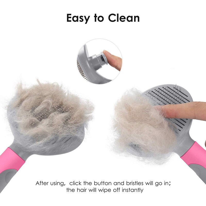 Pet cat pente escova de cabelo de limpeza de auto profissional grooming beleza slicker anti deslizamento escova para cães gatos curto longo cabelo removedor